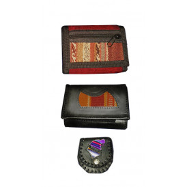 Leather wallet and coin purse set 