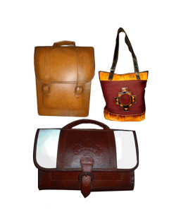 Leather briefcase and bag set