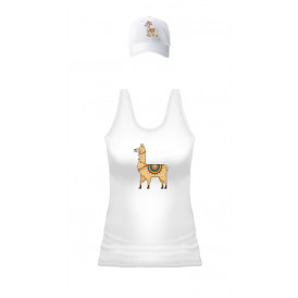White t-shirt with Bolivian llama design