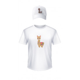 White t-shirt with Bolivian llama design 