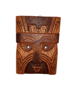 Carved wooden monolith mask