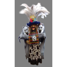 Old mans full tobas dance costume with details of wolfs