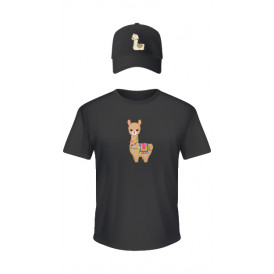 Black t-shirt with Bolivian llama design