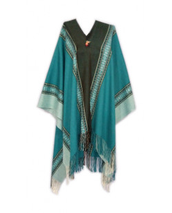 Synthetic wool long Poncho with Andean Watermarks